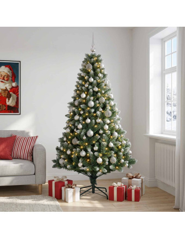 Albero di Natale Artificiale con Palline 210 cm 300 LED