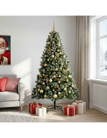 Albero di Natale Artificiale con Palline 210 cm 300 LED