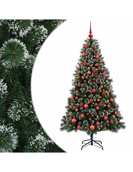 Albero di Natale artificiale con palline 210 cm 300 LED