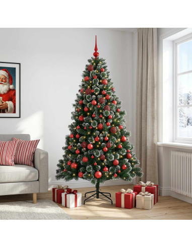 Albero di Natale artificiale con palline 210 cm 300 LED