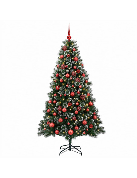 Albero di Natale artificiale con palline 210 cm 300 LED