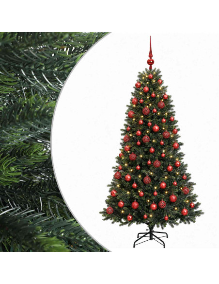 Albero di Natale Artificiale con Palline 210 cm 300 LED