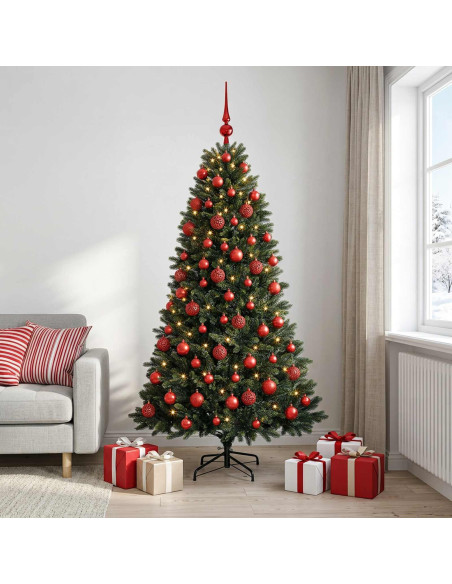 Albero di Natale Artificiale con Palline 210 cm 300 LED