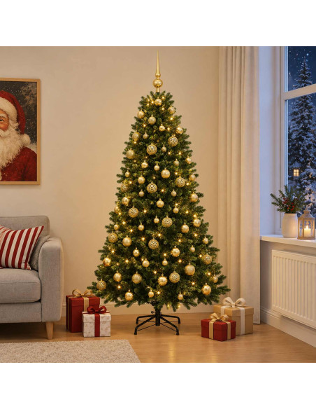Albero di Natale Artificiale con Palline 240 cm 300 LED