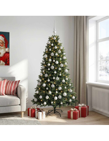 Albero di Natale Artificiale con Palline 210 cm 300 LED