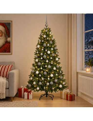 Albero di Natale Artificiale con Palline 240 cm 300 LED