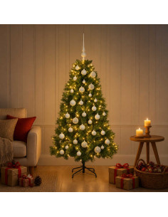 Albero di Natale artificiale con palline 150 cm 150 LED