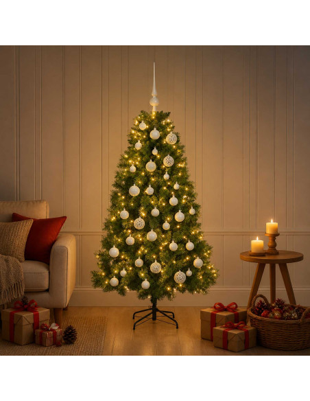 Albero di Natale artificiale con palline 150 cm 150 LED