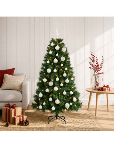 Albero di Natale artificiale con palline 150 cm 150 LED