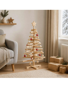 Albero di Natale in legno KOTKA 90 cm Legno Massello di Pino