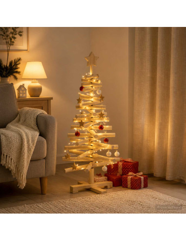 Albero di Natale in legno KOTKA 90 cm Legno Massello di Pino