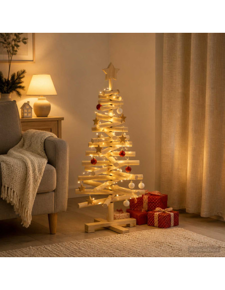 Albero di Natale in legno KOTKA 90 cm Legno Massello di Pino