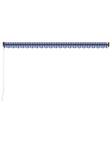 Tenda da Sole Retrattile Manuale con LED 500x300cm Blu e Bianco