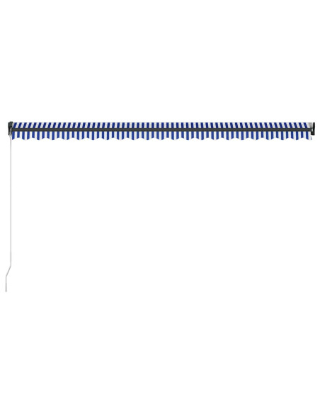 Tenda da Sole Retrattile Manuale con LED 500x300cm Blu e Bianco
