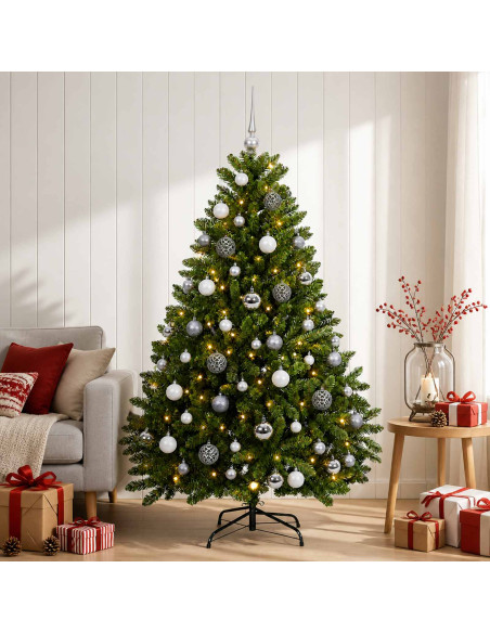 Albero di Natale artificiale verde chiaro con palline 120 cm
