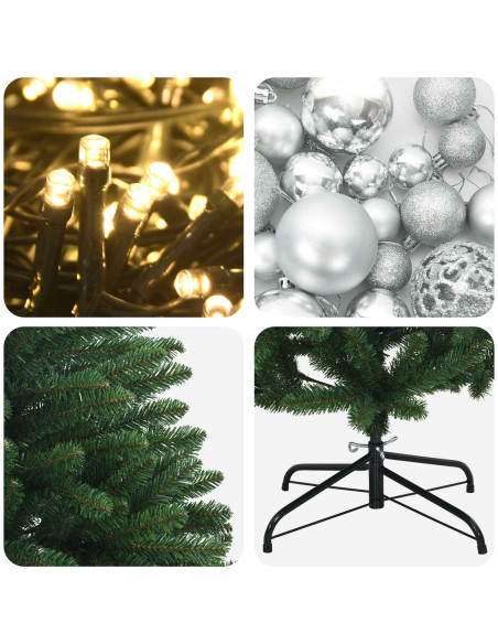 Albero di Natale artificiale verde medio con palline 180 cm