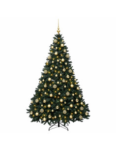 Albero di Natale artificiale verde scuro con palline 240 cm 2
