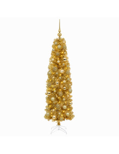 Albero di Natale Slim artificiale con palline 180 cm 300 LED 2