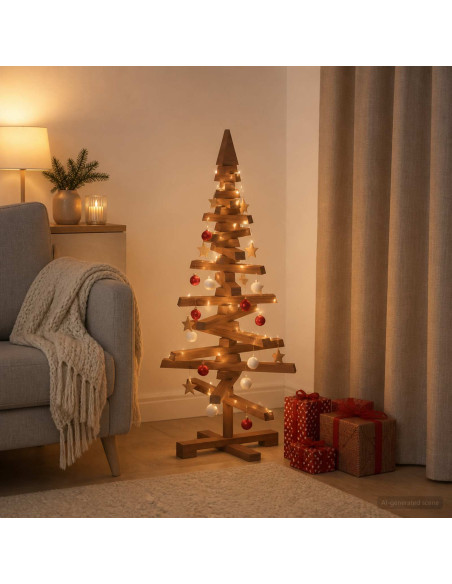 Albero di Natale in legno KOTKA 90 cm Legno Massello di Pino
