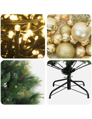 Albero di Natale artificiale con palline 240 cm 300 LED