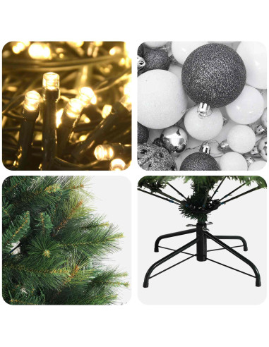 Albero di Natale artificiale con palline 240 cm 300 LED