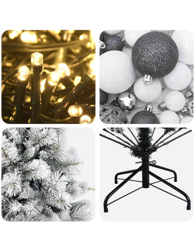 Albero di Natale artificiale con palline 180 cm 300 LED