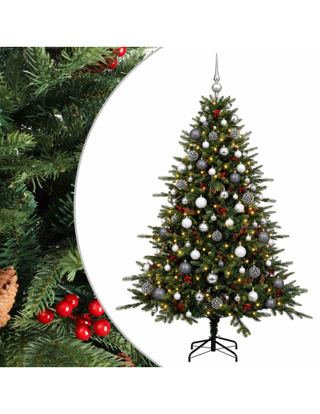 Albero di Natale artificiale con palline 210 cm 300 LED