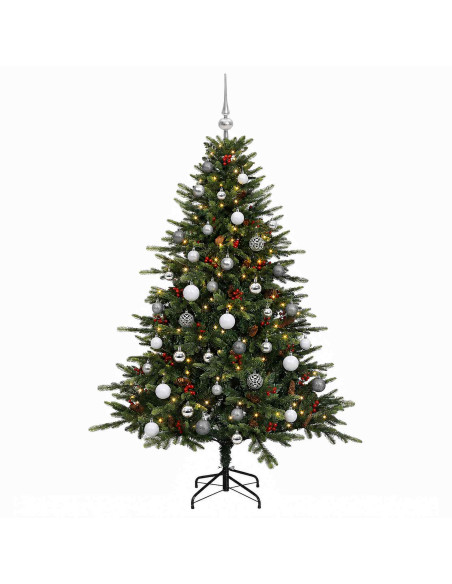 Albero di Natale artificiale con palline 120 cm 150 LED