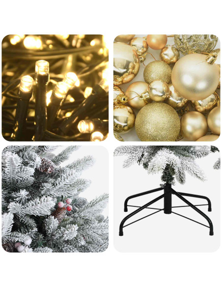 Albero di Natale artificiale con palline 210 cm 300 LED