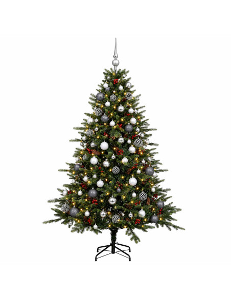 Albero di Natale artificiale con palline 210 cm 300 LED