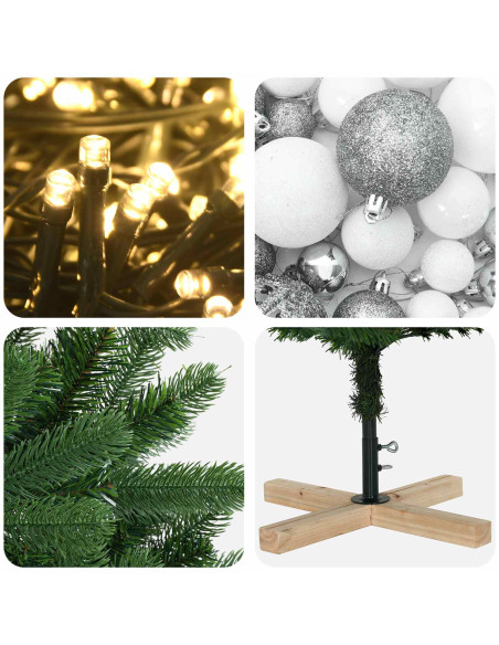 Albero di Natale artificiale con palline 210 cm 300 LED
