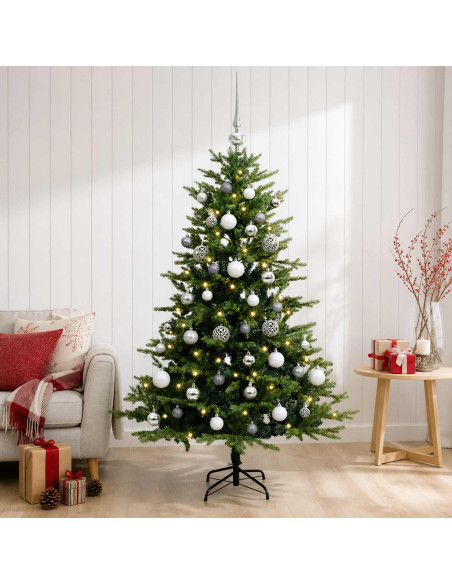 Albero di Natale Artificiale con Palline 150 cm 150 LED