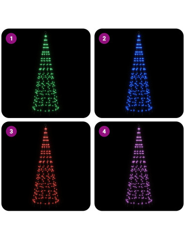 Albero di Natale LED 300 cm 390 LED Multicolore ferro Nero