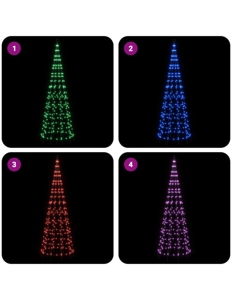 Albero di Natale LED 300 cm 390 LED Multicolore ferro Nero