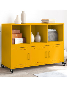 Credenza Giallo Senape 100,5x39x72 cm in Acciaio