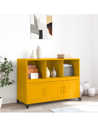 Credenza Giallo Senape 100,5x39x72 cm in Acciaio