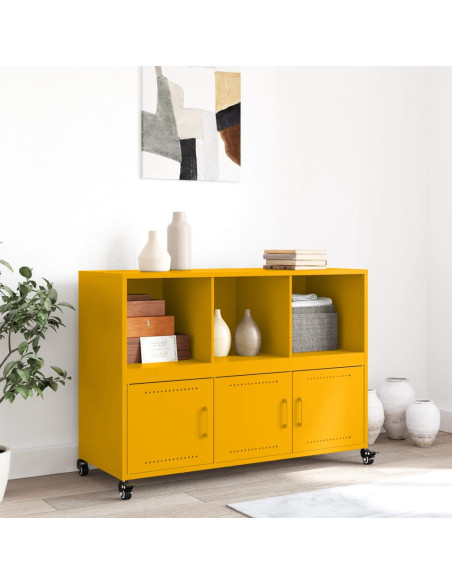 Credenza Giallo Senape 100,5x39x72 cm in Acciaio