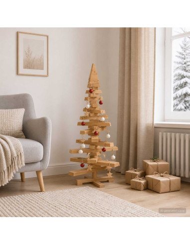 Albero di Natale in legno KOTKA 90 cm Legno Massello di Pino