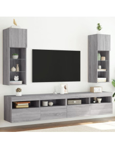 Mobili TV con Luci LED 2pz Grigio Sonoma 30,5x30x90 cm