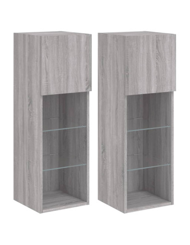Mobili TV con Luci LED 2pz Grigio Sonoma 30,5x30x90 cm