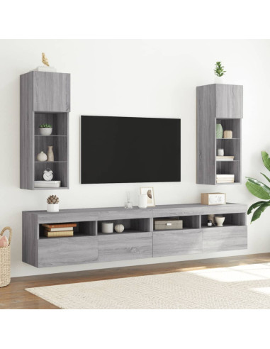 Mobili TV con Luci LED 2pz Grigio Sonoma 30,5x30x90 cm