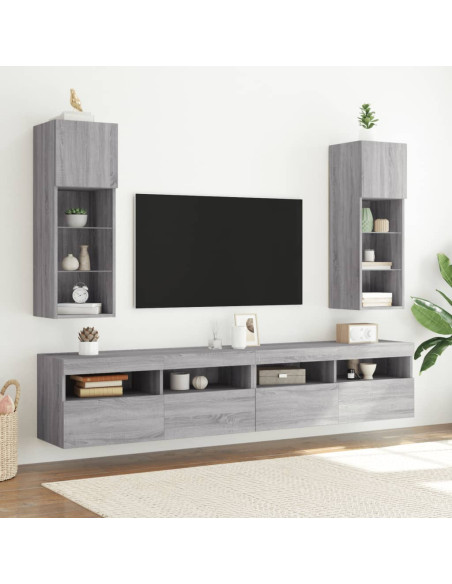 Mobili TV con Luci LED 2pz Grigio Sonoma 30,5x30x90 cm