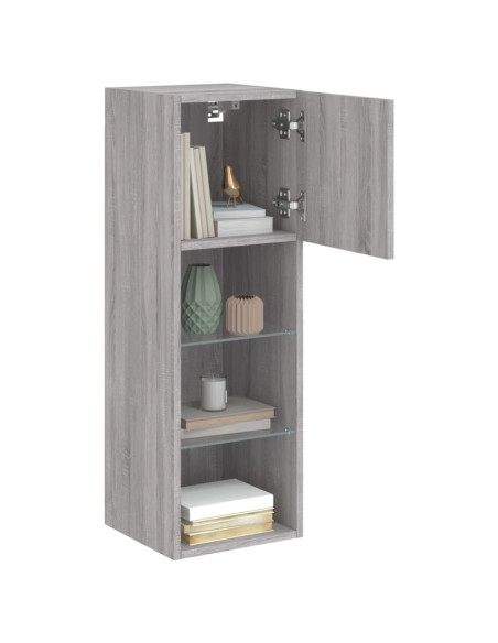 Mobili TV con Luci LED 2pz Grigio Sonoma 30,5x30x90 cm