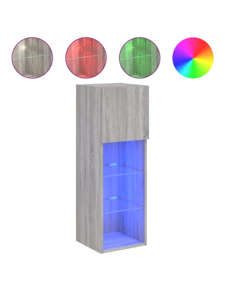 Mobili TV con Luci LED 2pz Grigio Sonoma 30,5x30x90 cm