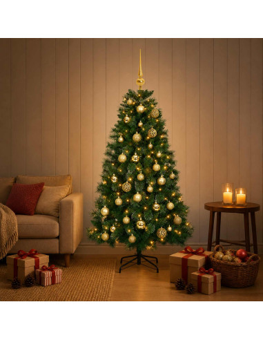 Albero di Natale artificiale con palline 150 cm 150 LED