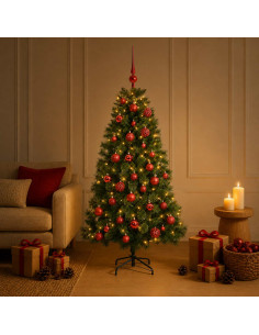 Albero di Natale artificiale con palline 150 cm 150 LED