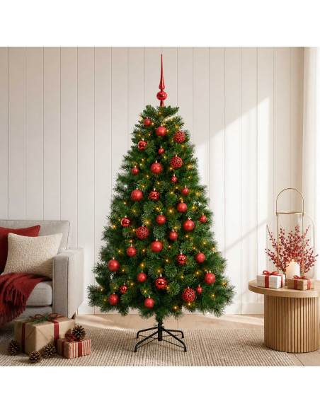 Albero di Natale artificiale con palline 150 cm 150 LED