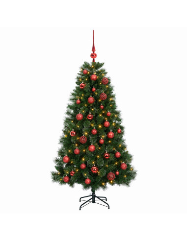 Albero di Natale artificiale con palline 150 cm 150 LED