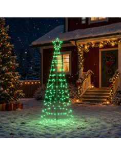 Albero di Natale LED 180 cm 168 LED RGB Acciaio RGB