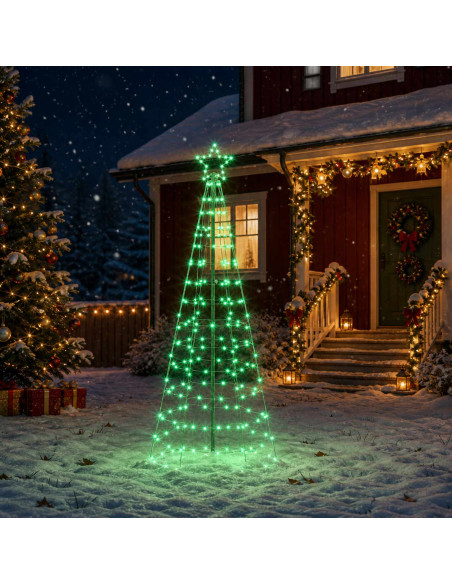 Albero di Natale LED 180 cm 168 LED RGB Acciaio RGB